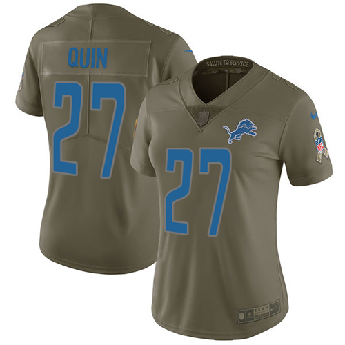 Nike Lions #27 Glover Quin Olive Women's Stitched NFL Limited Salute to Service Jersey - Click Image to Close